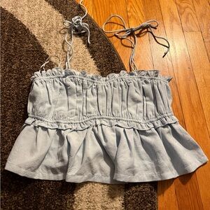 Altar'd State Light Blue Ruffled Tank Top